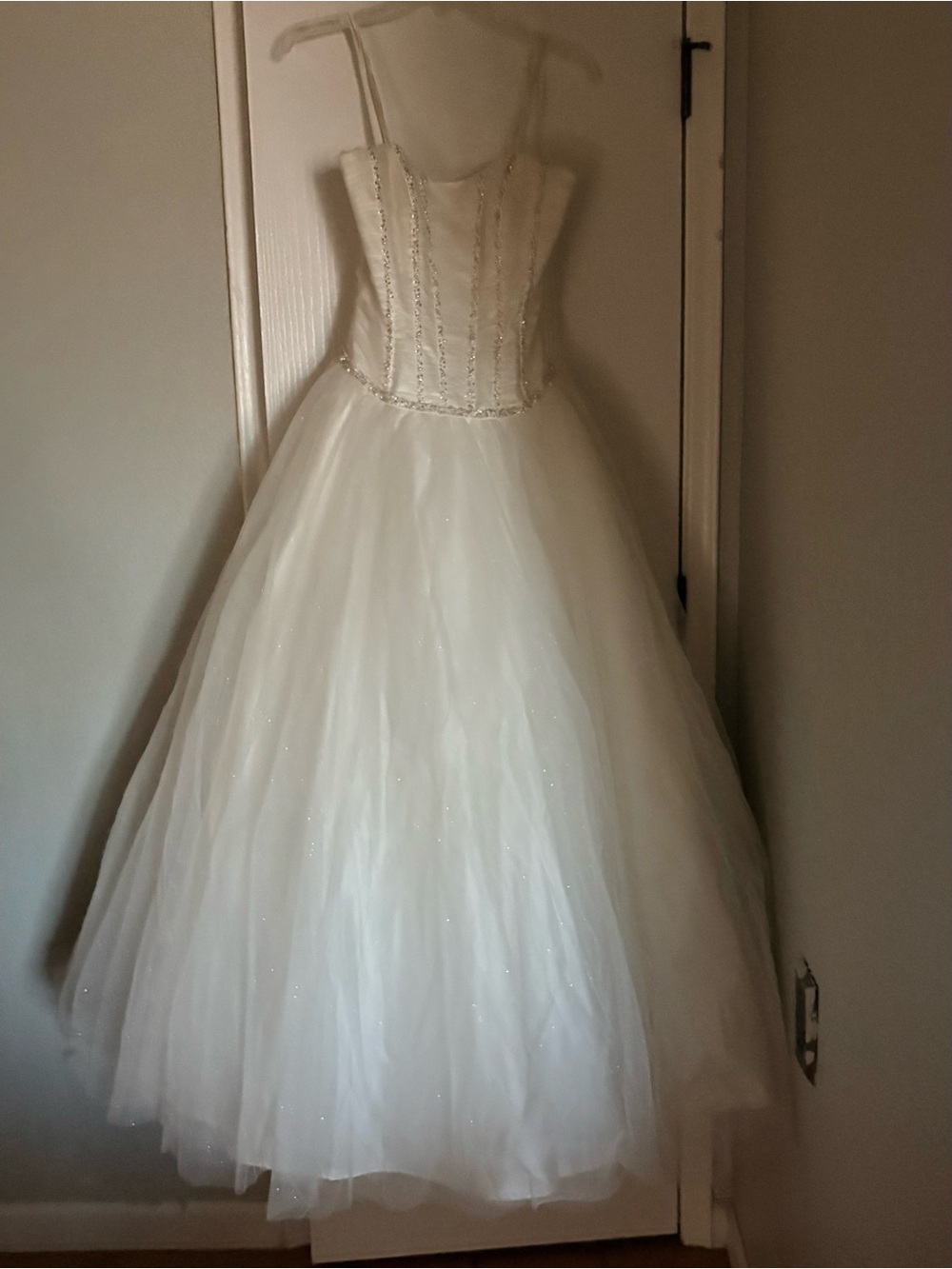Ivory Beaded Tulle Wedding Ball Gown Dress